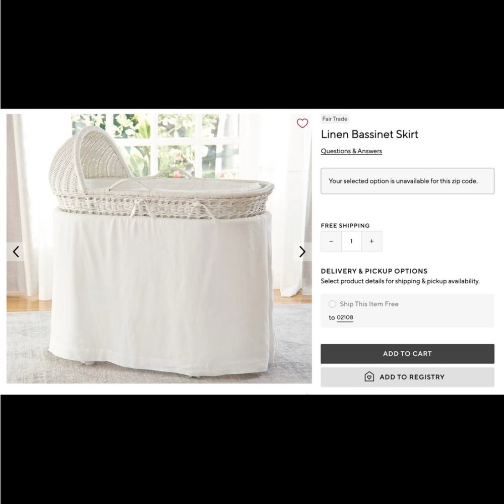 Pottery Barn Linen Bassinet Skirt